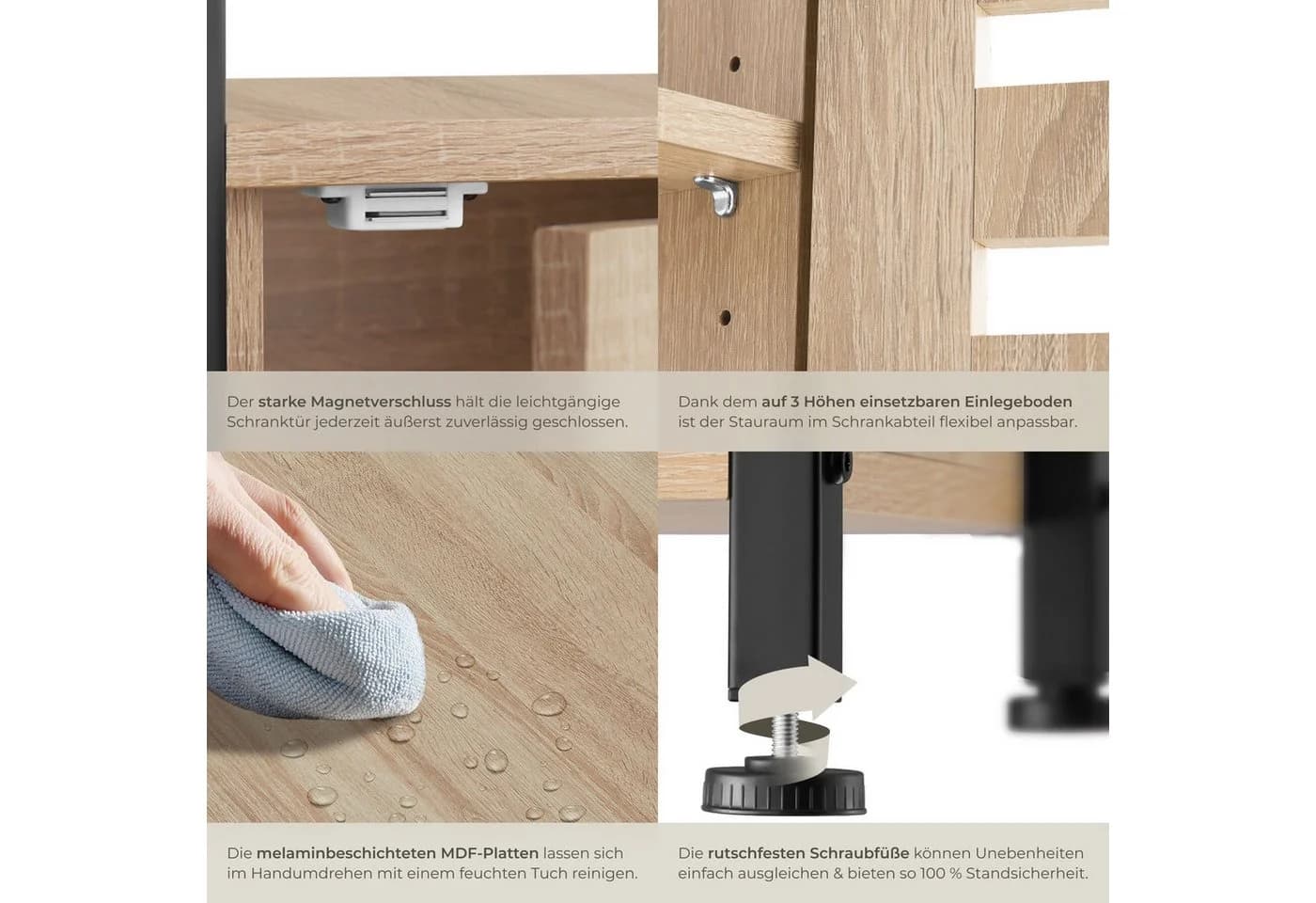 tectake® Beistellschrank Industrial Style 2 Ablagen Stauraum - Bild 5
