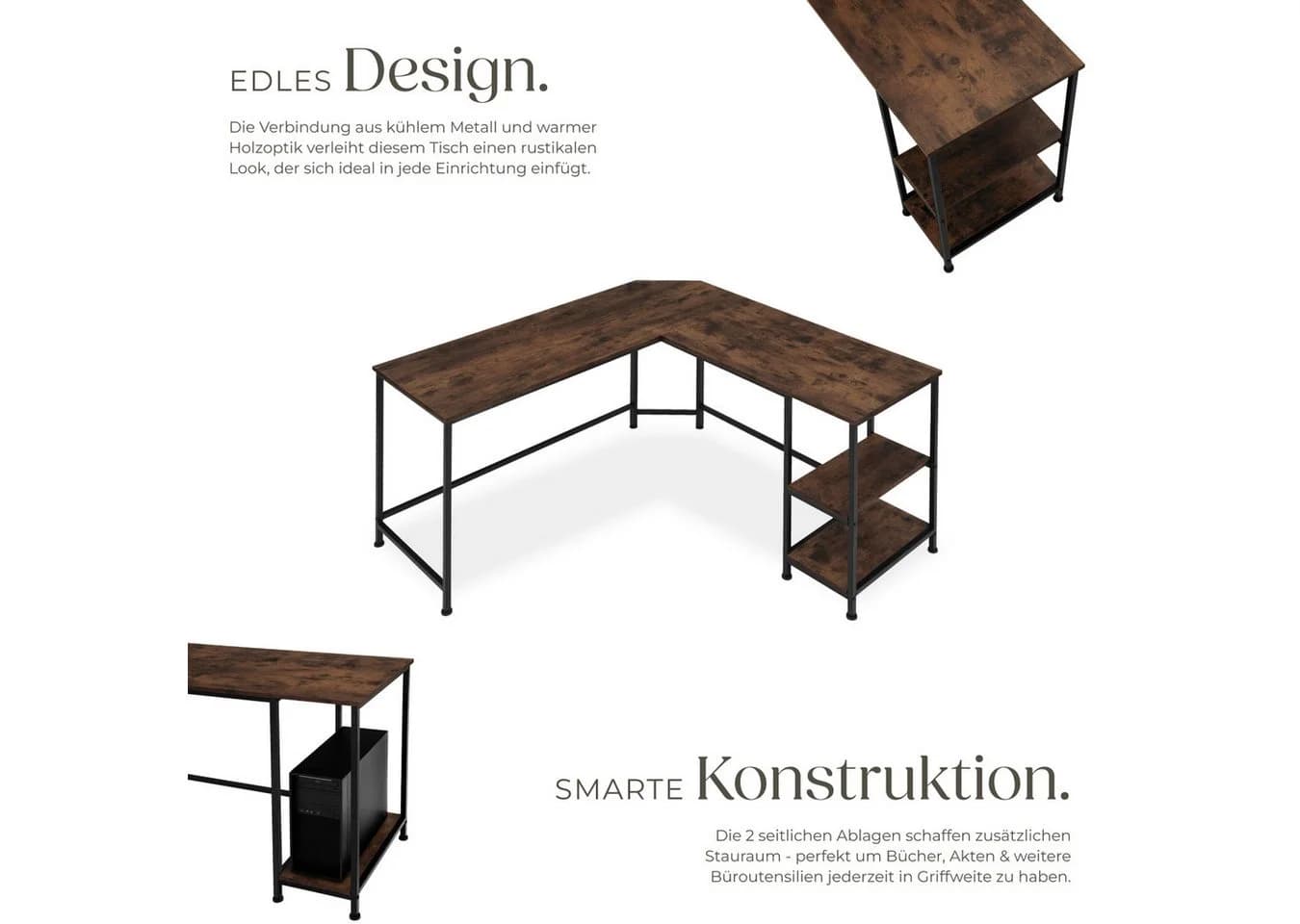 TecTake Schreibtisch Industrial Style Seitenregal - Bild 4