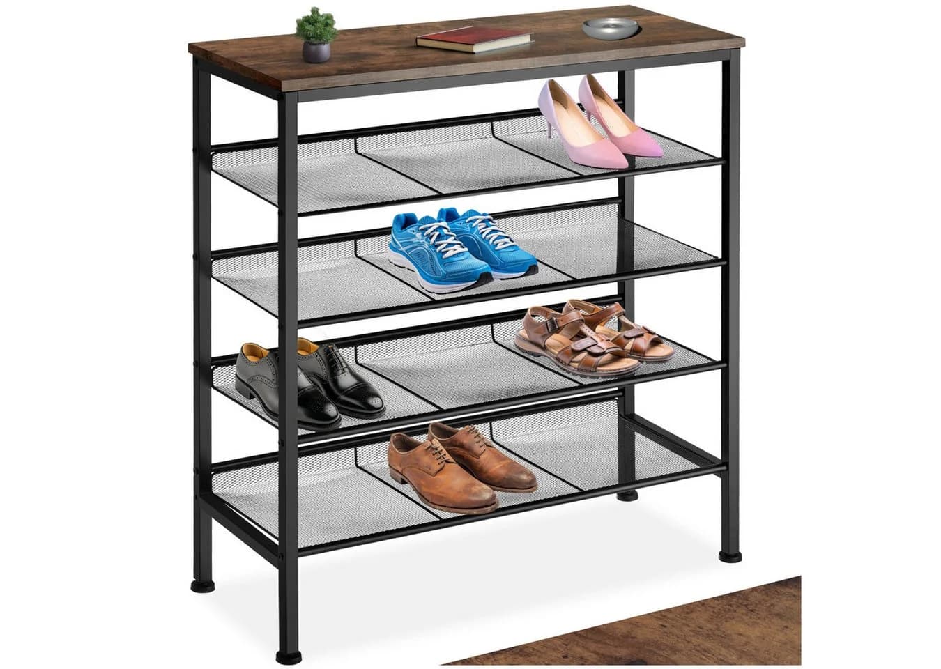 tectake® Schuhregal Industrial Style Ablage und 4 Gitterablagen - Bild 3