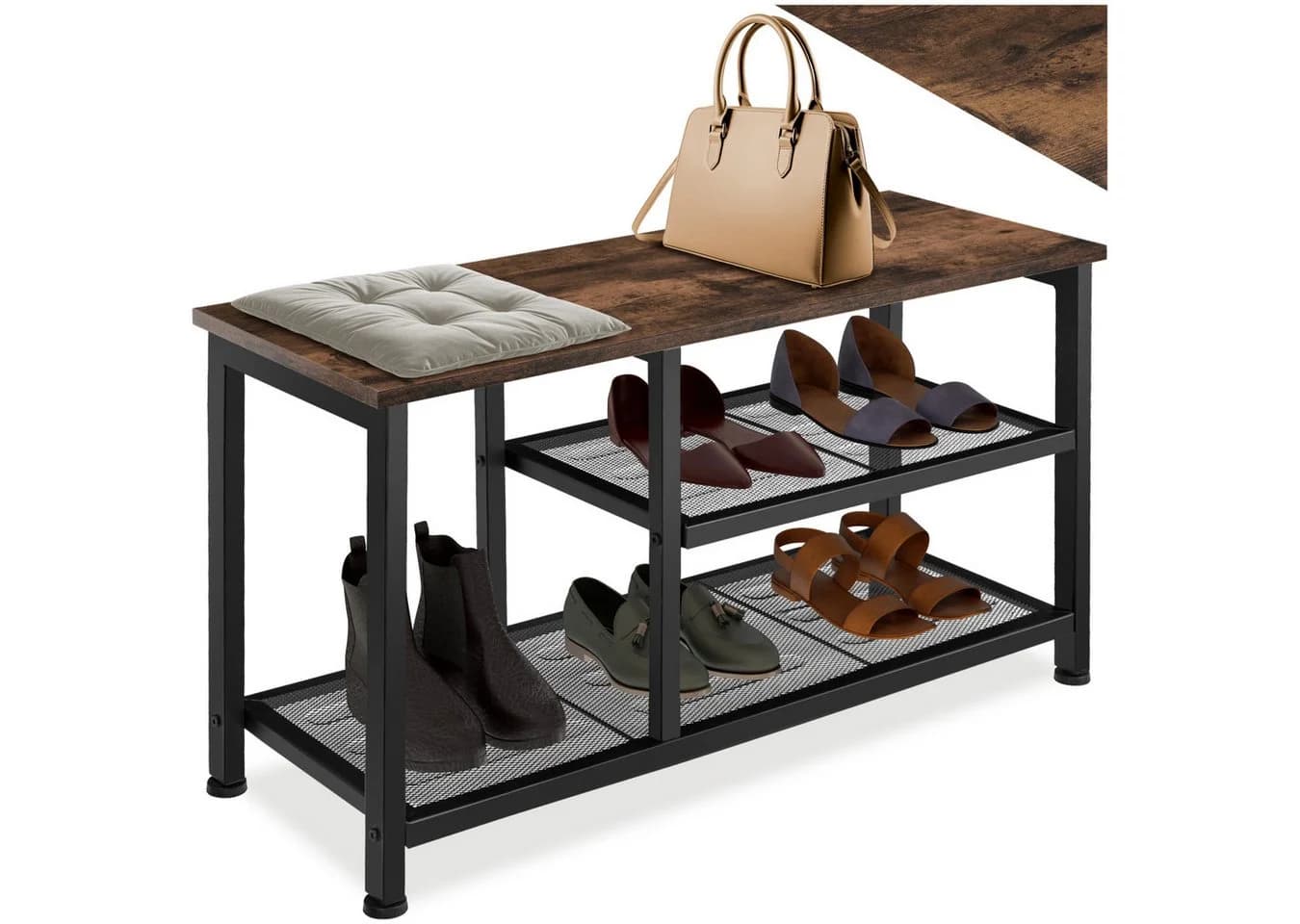 tectake Schuhregal Taunton Industrial Holz Dunkel Schwarz - Bild 2