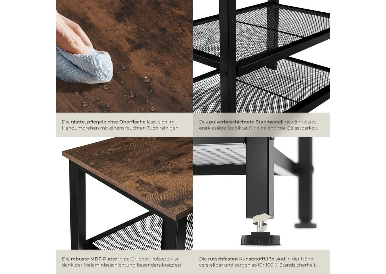 tectake Schuhregal Taunton Industrial Holz Dunkel Schwarz - Bild 5