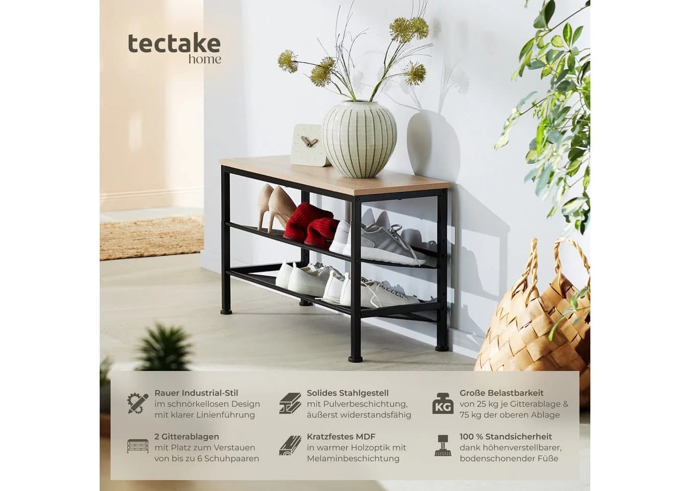 tectake Schuhregal Derry Industrial Style
