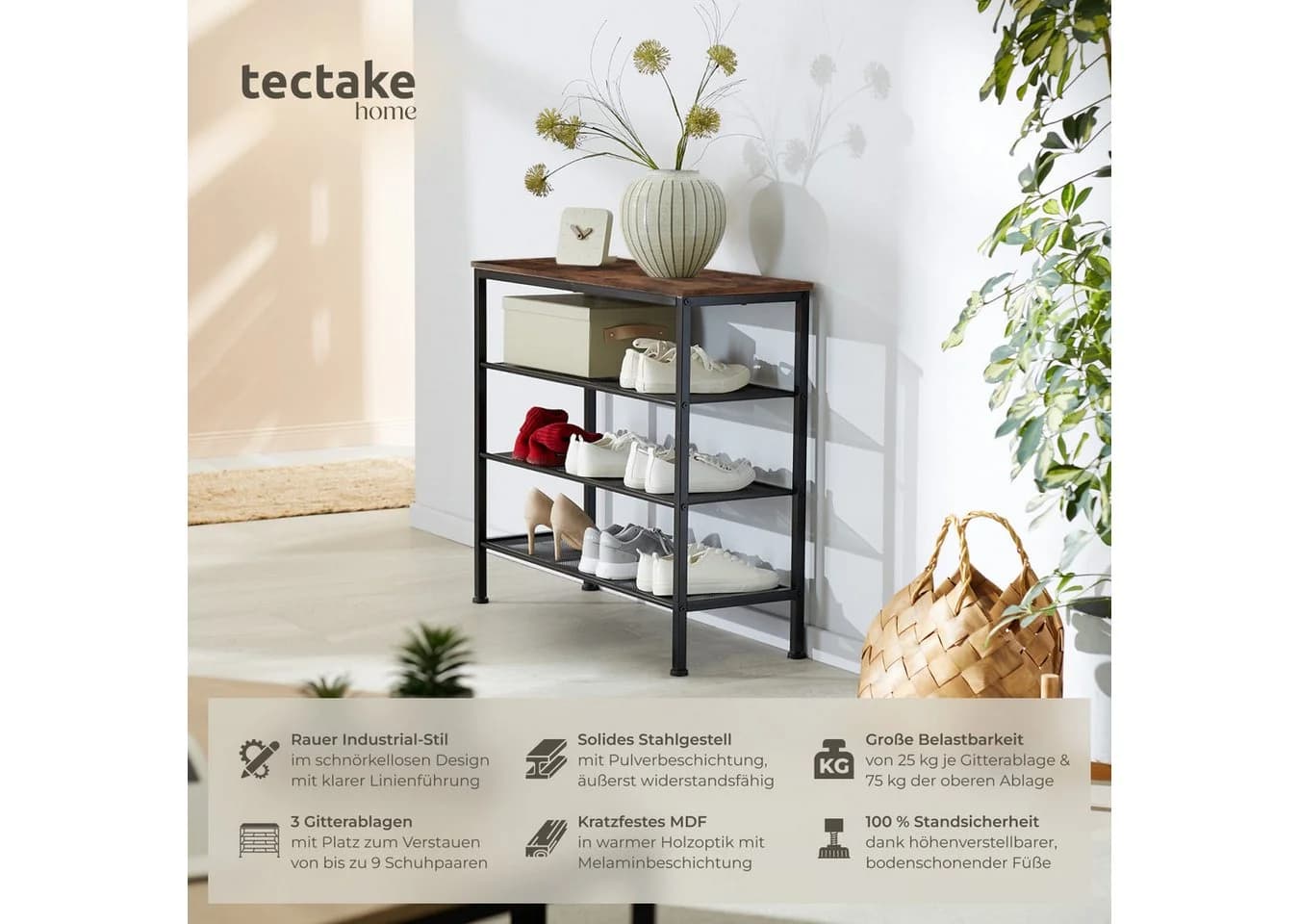 tectake® Schuhregal Industrial Style - Bild 2