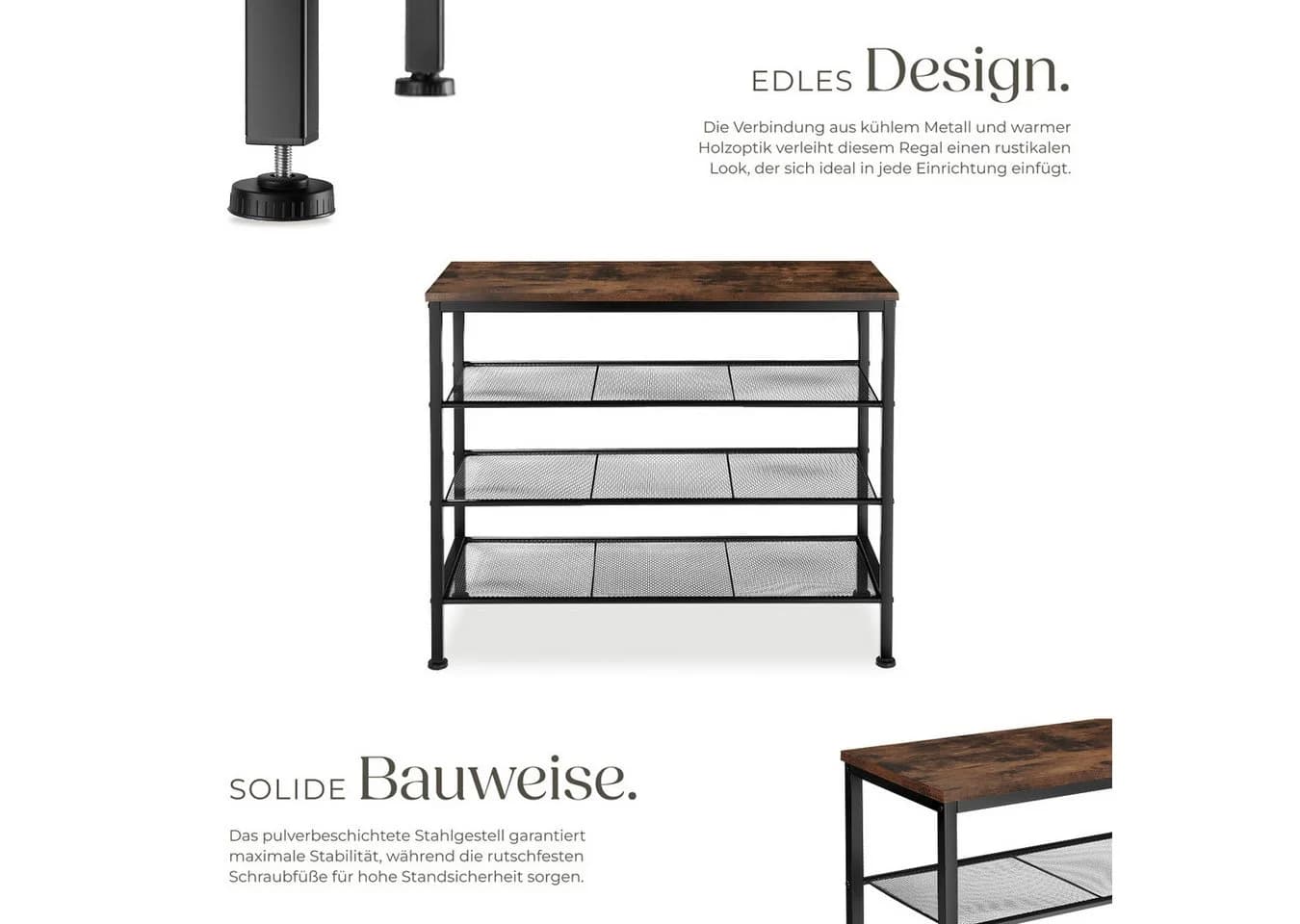 tectake® Schuhregal Industrial Style - Bild 4