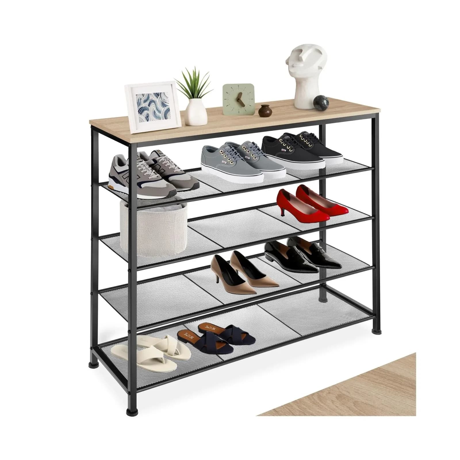 tectake® Schuhregal Industrial Style 4 Gitterablagen