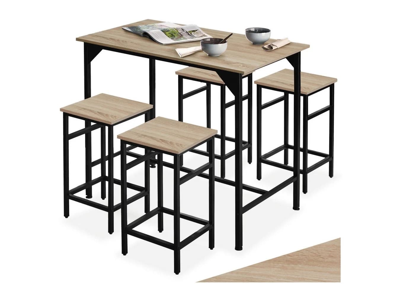tectake Bartisch-Set 5-teilig Industrial Style - Bild 3
