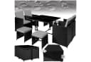 tectake Rattan Sitzgruppe 9-tlg. Schwarz/Grau mit Kissen Bild 3