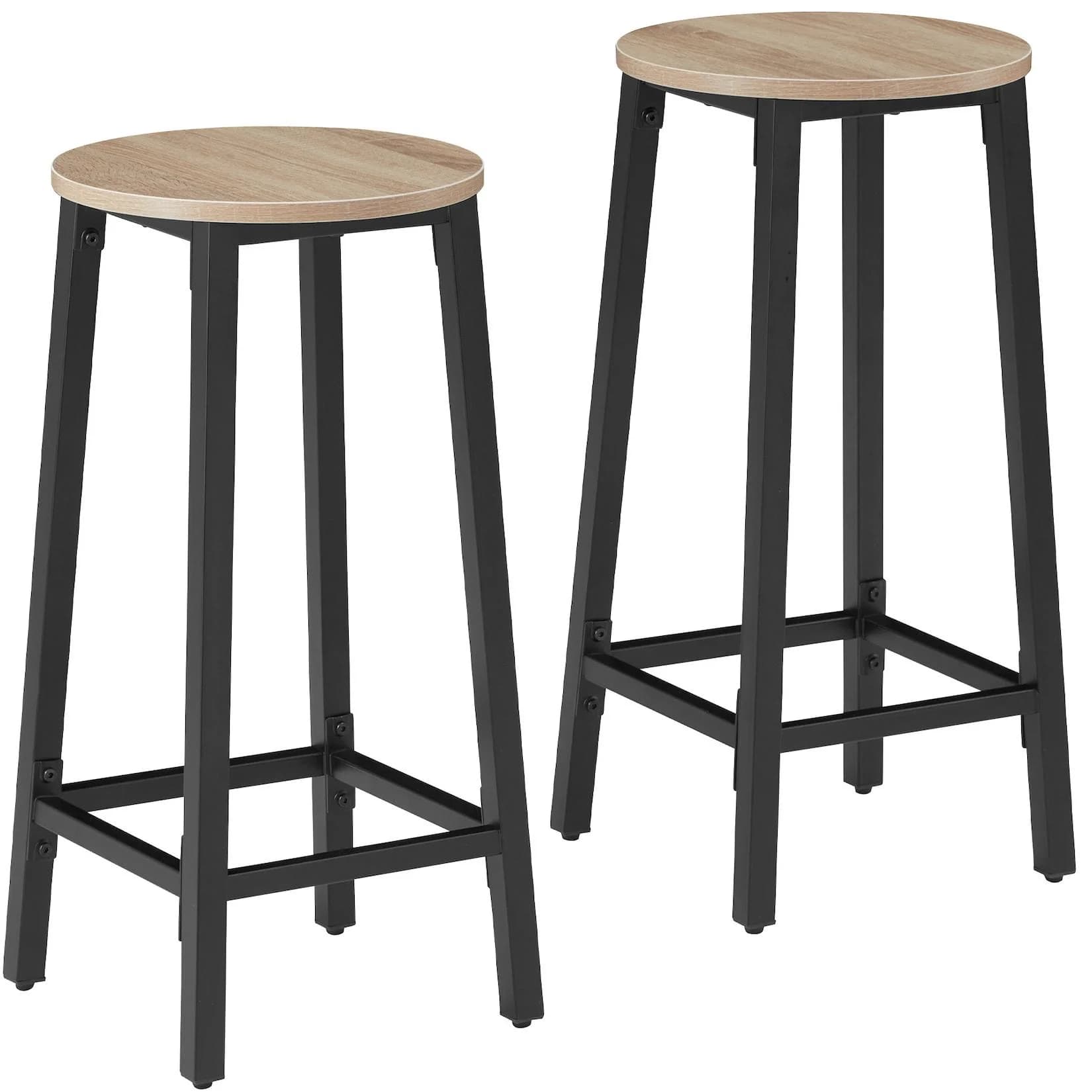tectake Barhocker Set 2-tlg. Industrial Style Braun/Silber