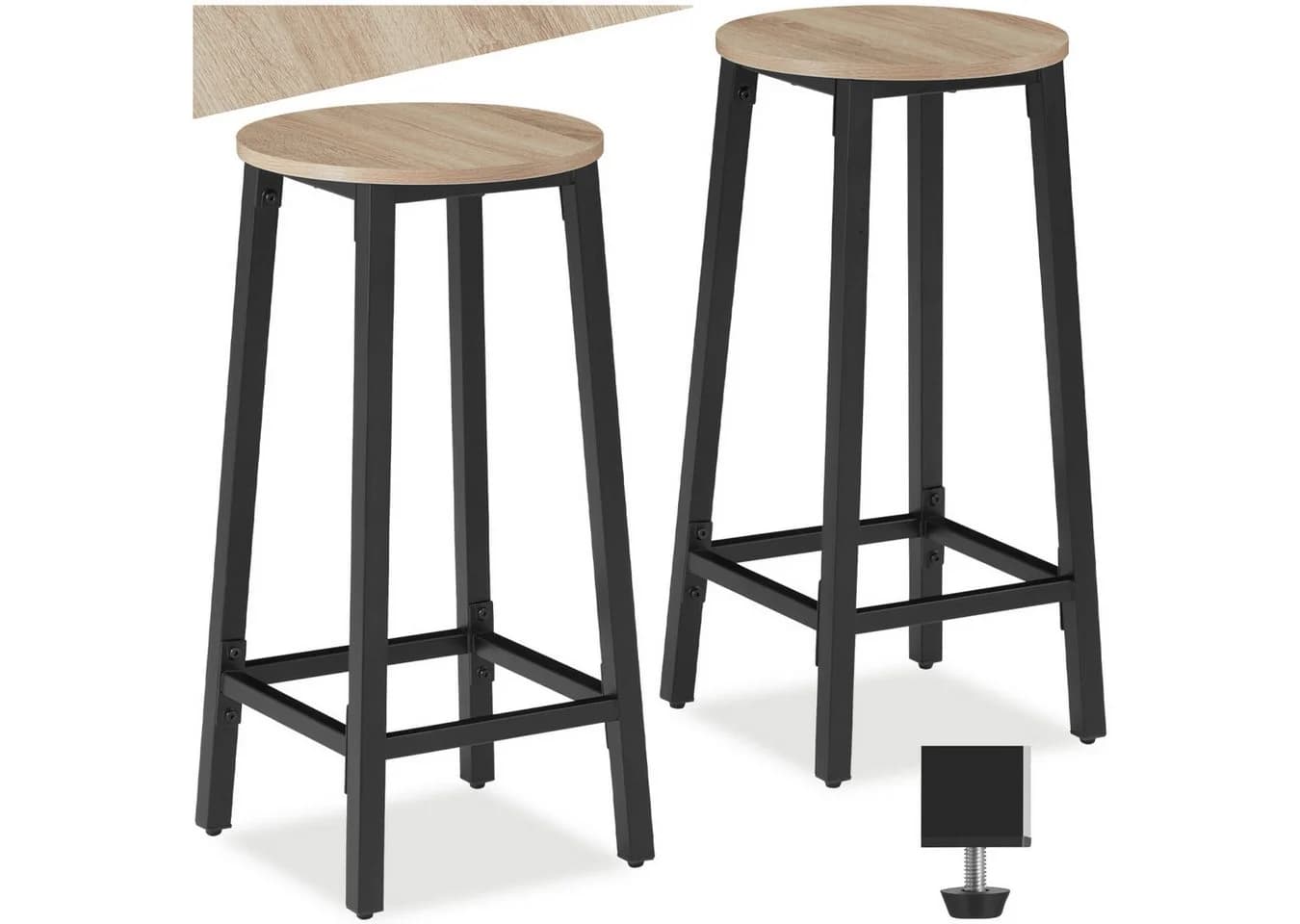 tectake Barhocker Set 2-tlg. Industrial Style Braun/Silber - Bild 3