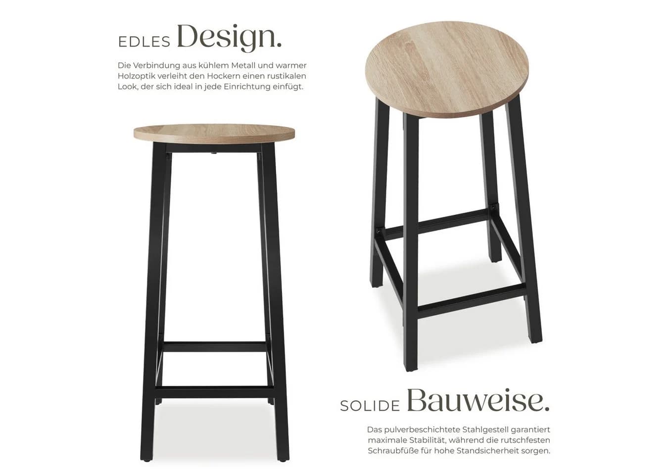 tectake Barhocker Set 2-tlg. Industrial Style Braun/Silber - Bild 5