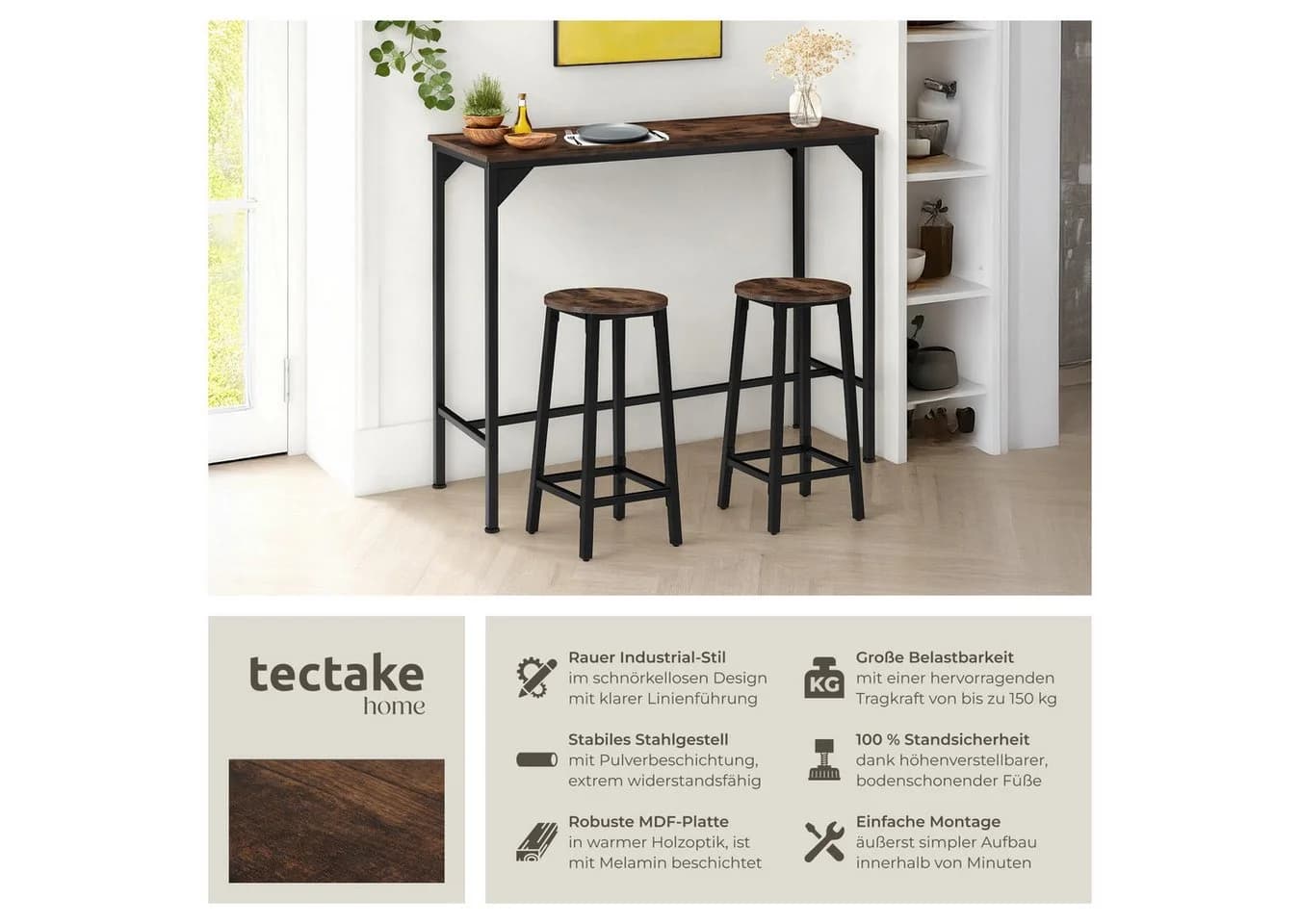 TecTake Bartisch Industrial Style Rechteckig - Bild 2