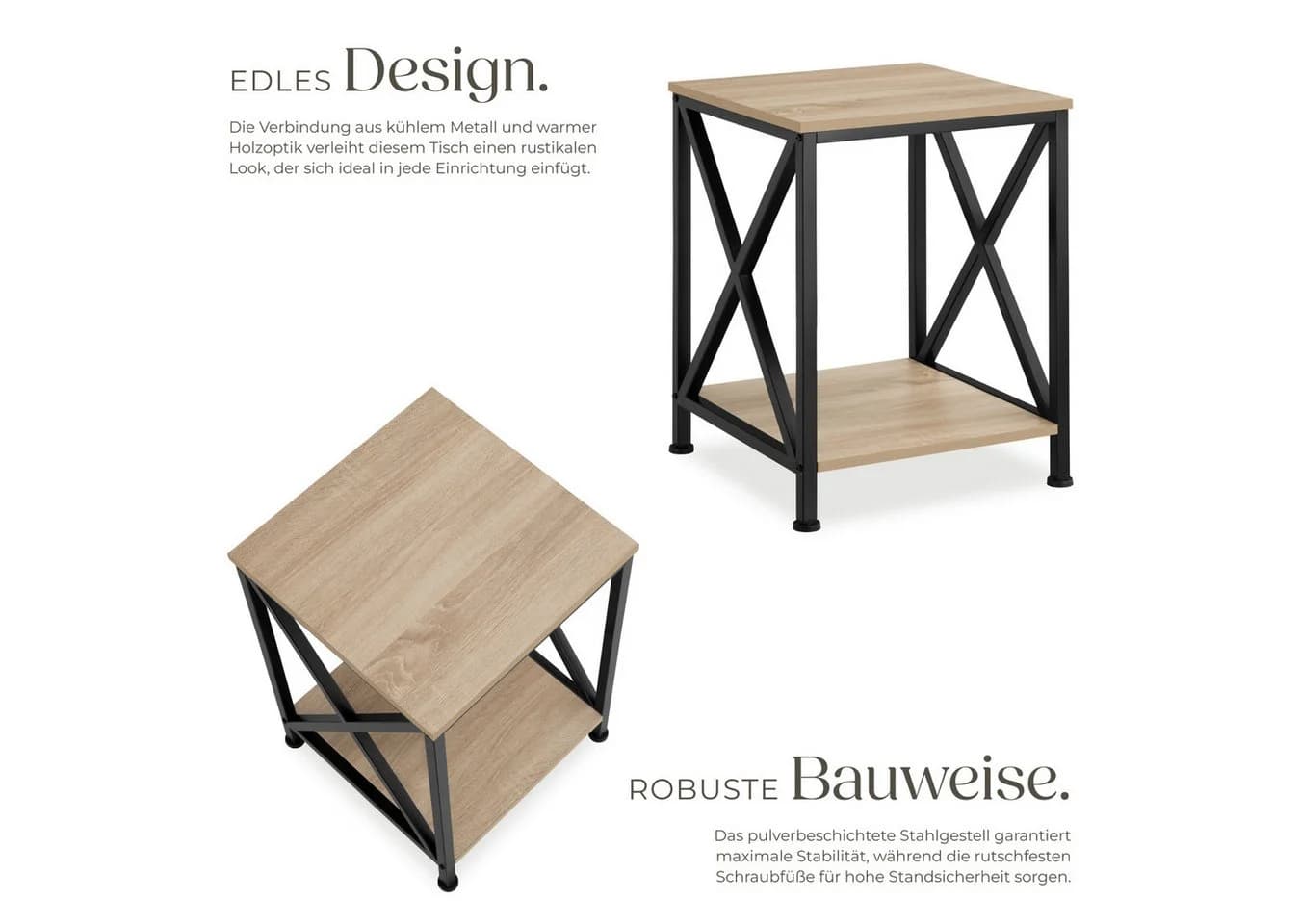 tectake Beistelltisch Carlton Industrie-Chic Braun/Schwarz - Bild 3