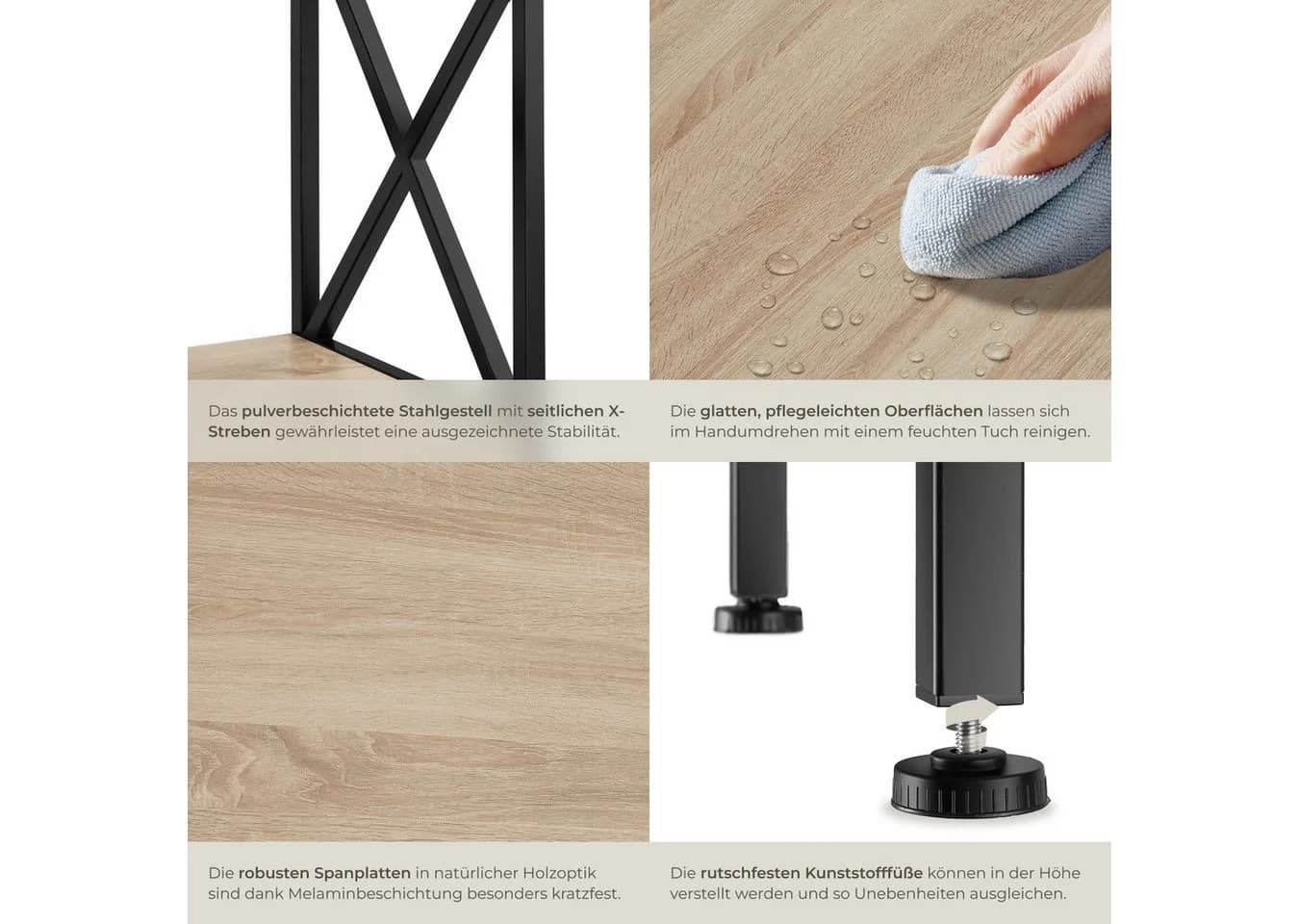 tectake Beistelltisch Carlton Industrie-Chic Braun/Schwarz - Bild 4