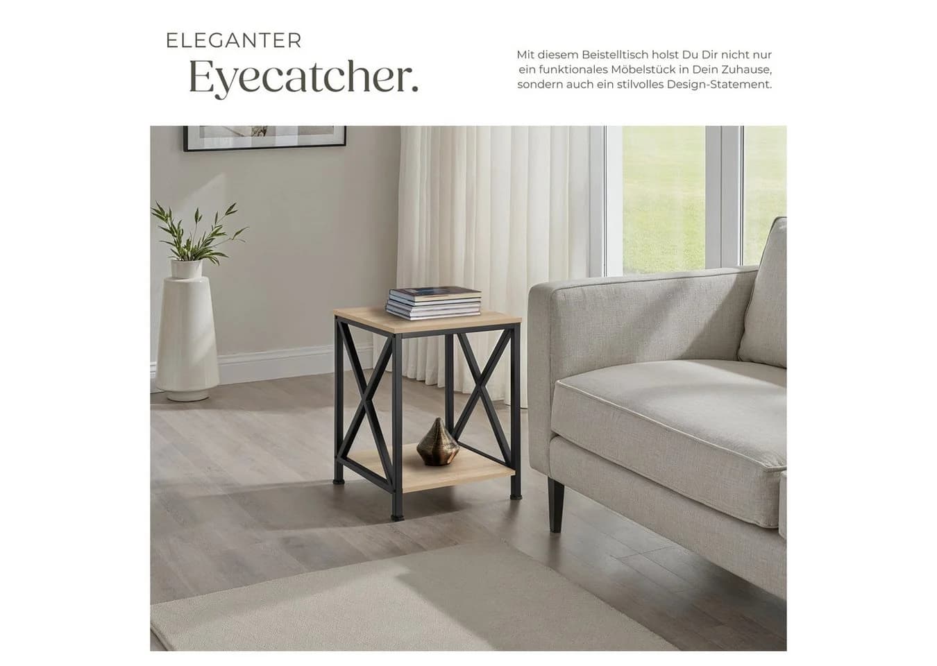 tectake Beistelltisch Carlton Industrie-Chic Braun/Schwarz - Bild 5