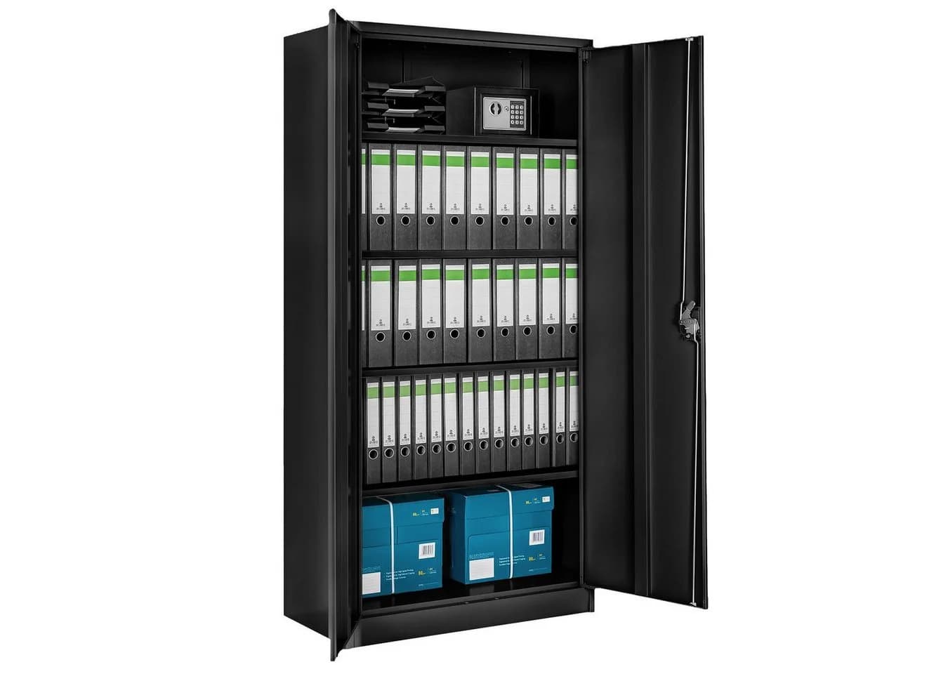 tectake Aktenschrank Blain Schwarz mit Schloss und höhenverstellbaren Böden - Bild 3