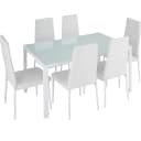 TECTAKE Esszimmergruppe 7-tlg. Weiß Stahl Glas Bild 1