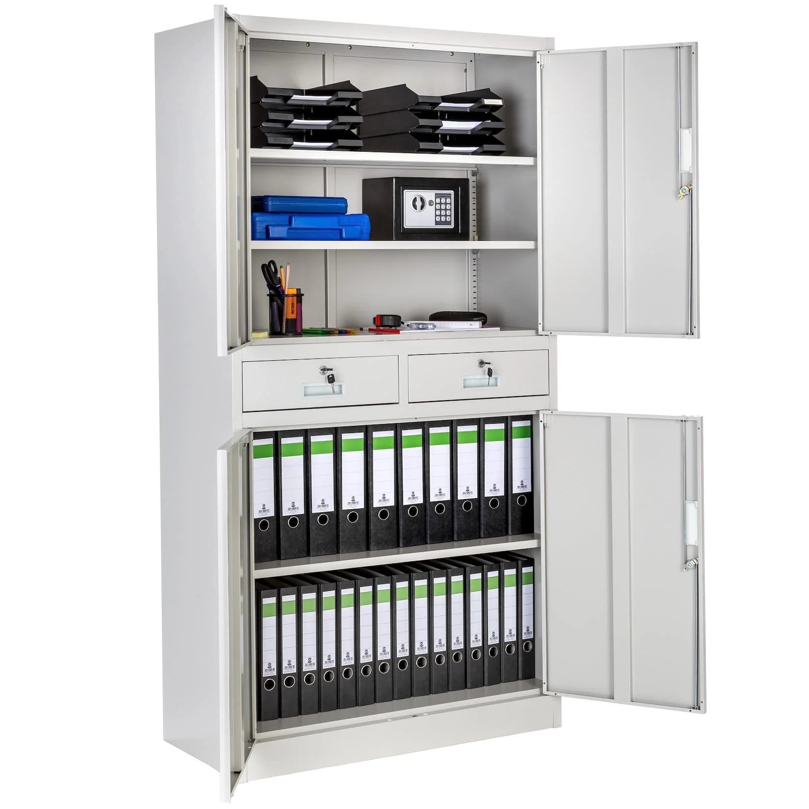 tectake Aktenschrank Stahl 180 cm mit 3 Böden