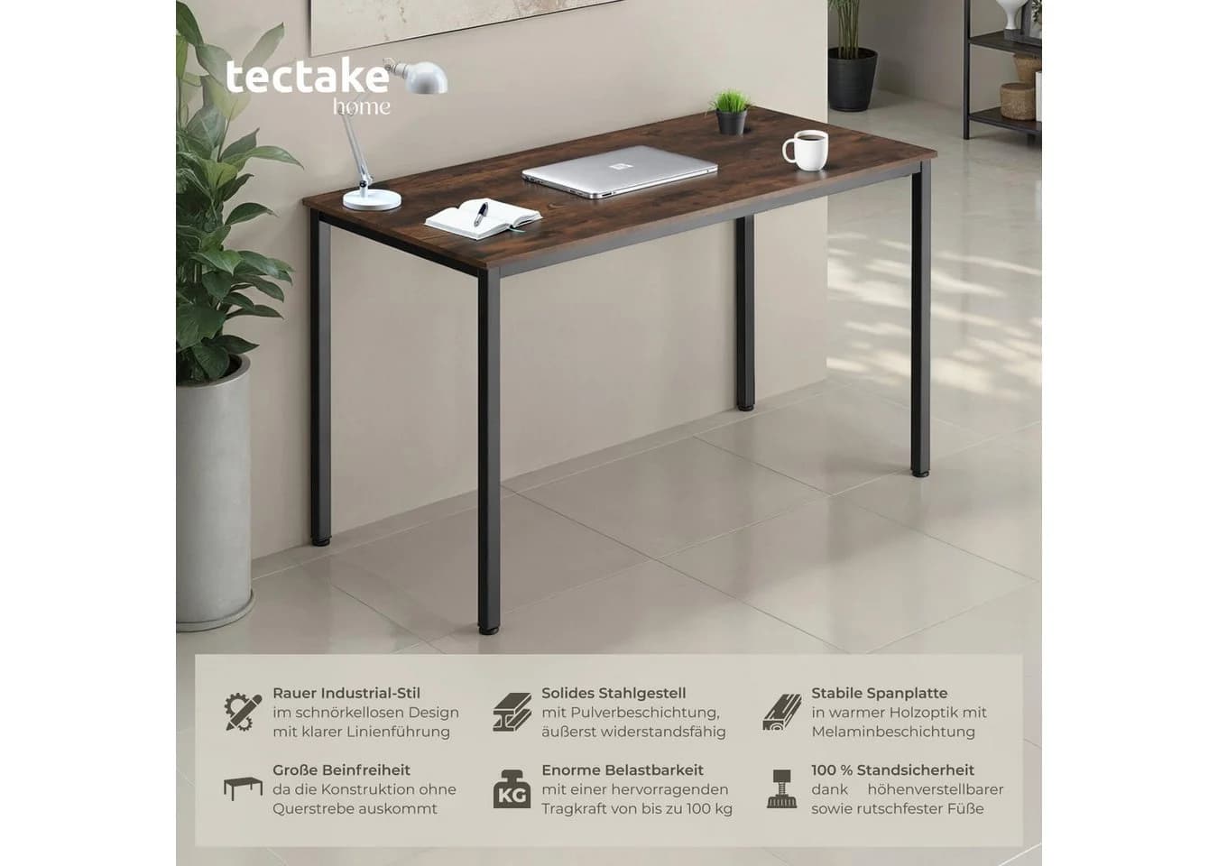 tectake Schreibtisch Vanport Industrial Holz Dunkel - Bild 2