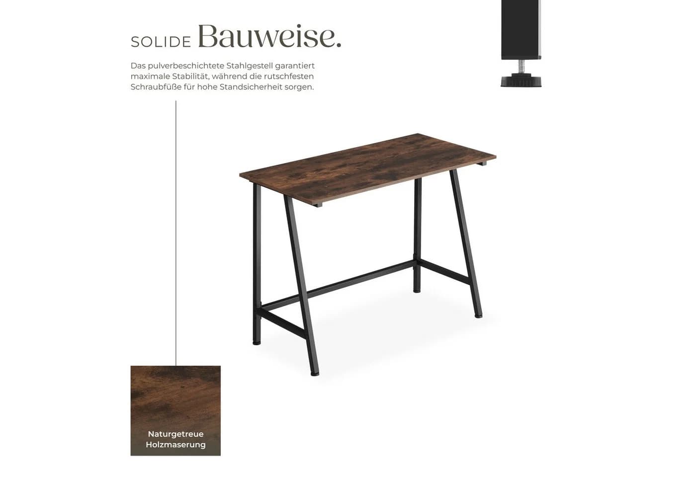 tectake Schreibtisch Newton 1-St. 1 tlg. Industrial Holz Dunkel Rustikal - Bild 3