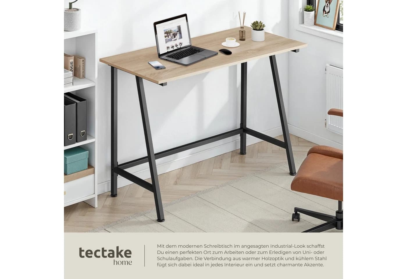 tectake Schreibtisch Newton 1-St. 1 tlg. Handlicher Schreibtisch in typischer Industrie-Optik - Bild 4