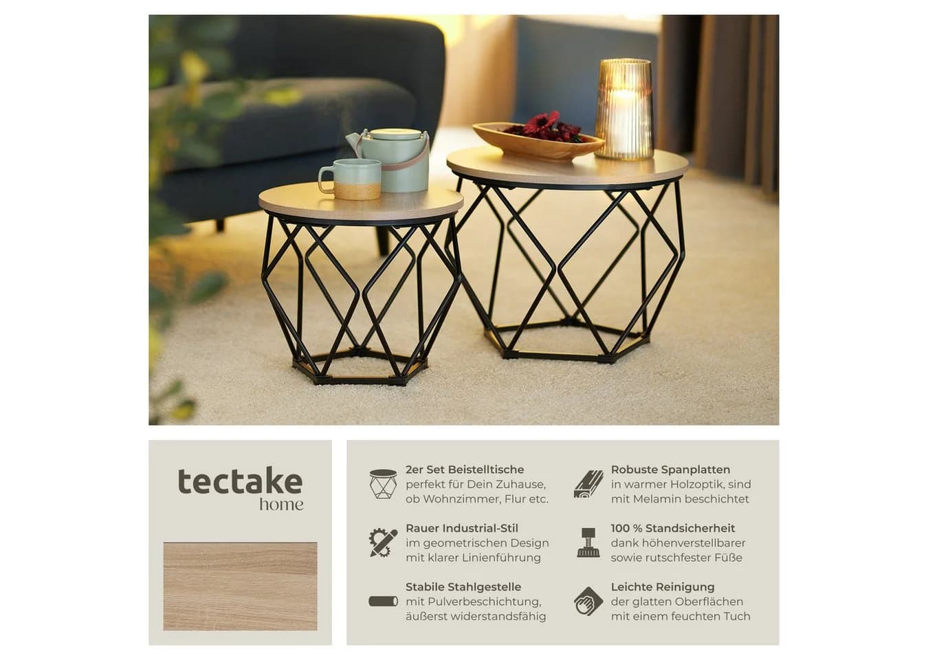 tectake Couchtisch 2er Set Industrial Look - Bild 2