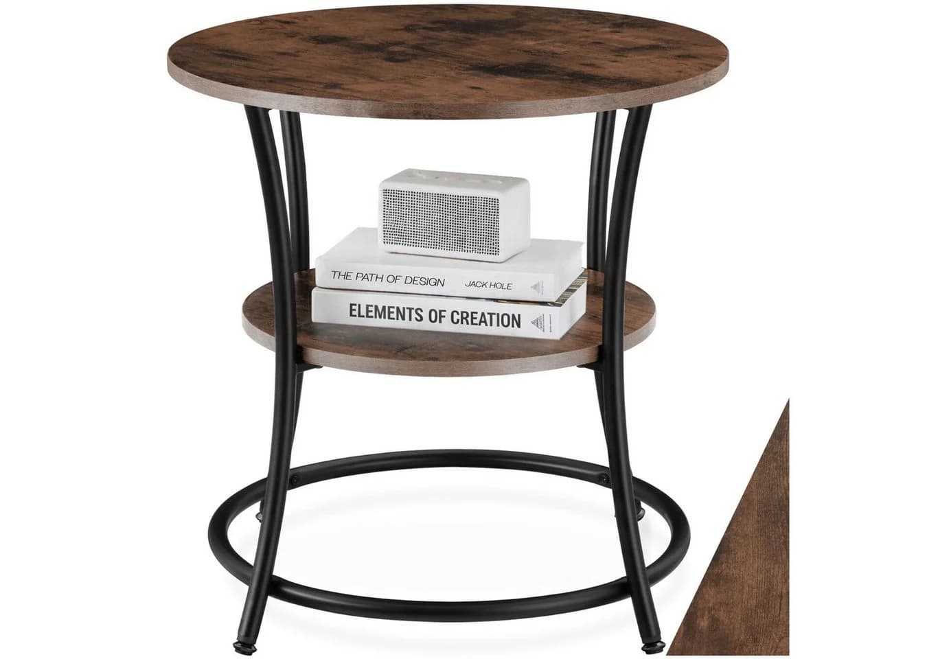 tectake® Beistelltisch Industrial Style Rund mit 2 Ablagen - Bild 3