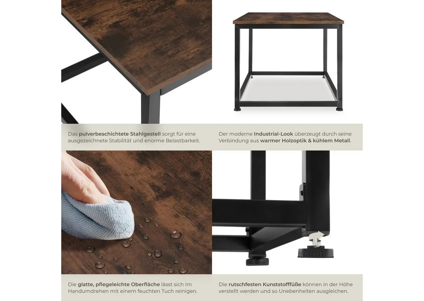 tectake Couchtisch Lynch Rechteckig Holzoptik - Bild 5
