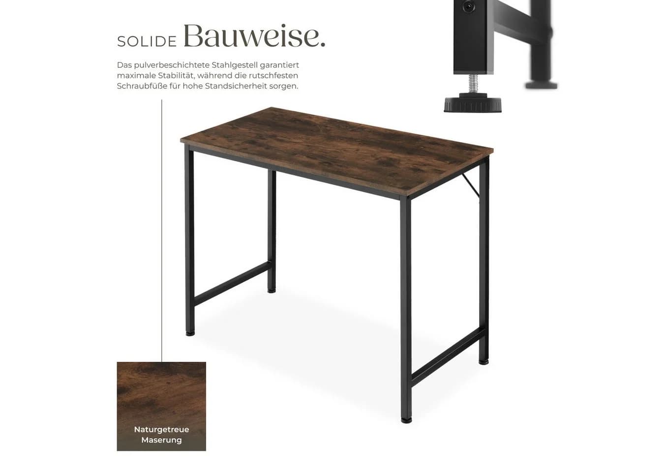 tectake Schreibtisch Jenkins Industrie-Stil Holz Stahl Schwarz Braun - Bild 4