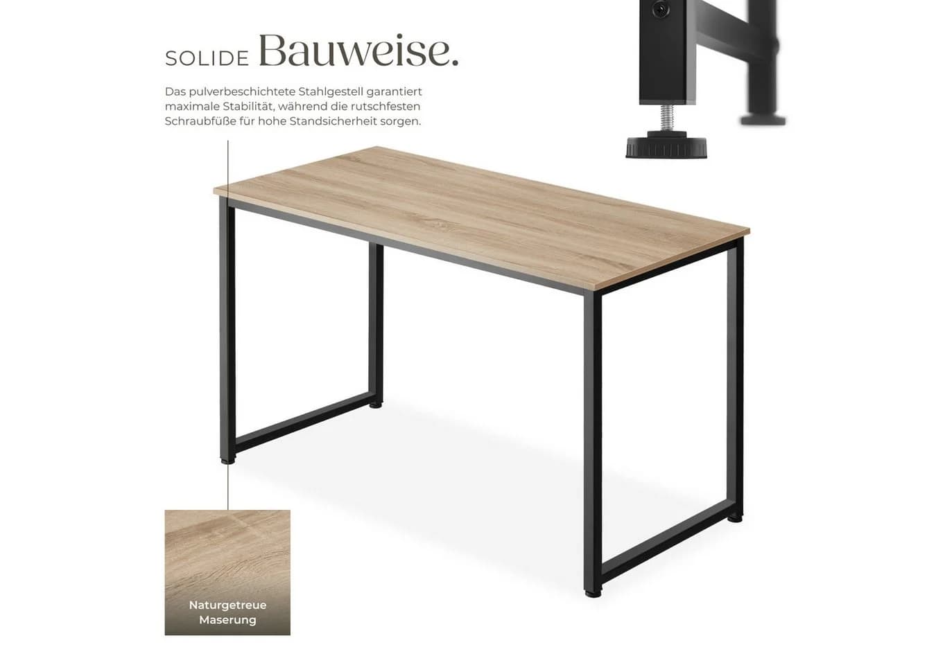 tectake Schreibtisch Flint Rustikaler Industrial Style Braun/Schwarz - Bild 4