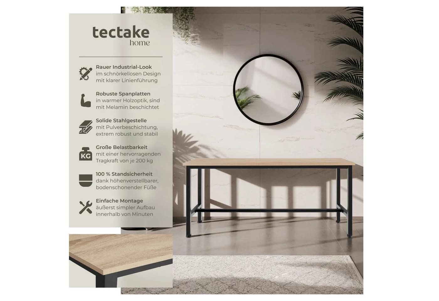 tectake Sitzbank 2er Set Industrial Style - Bild 2