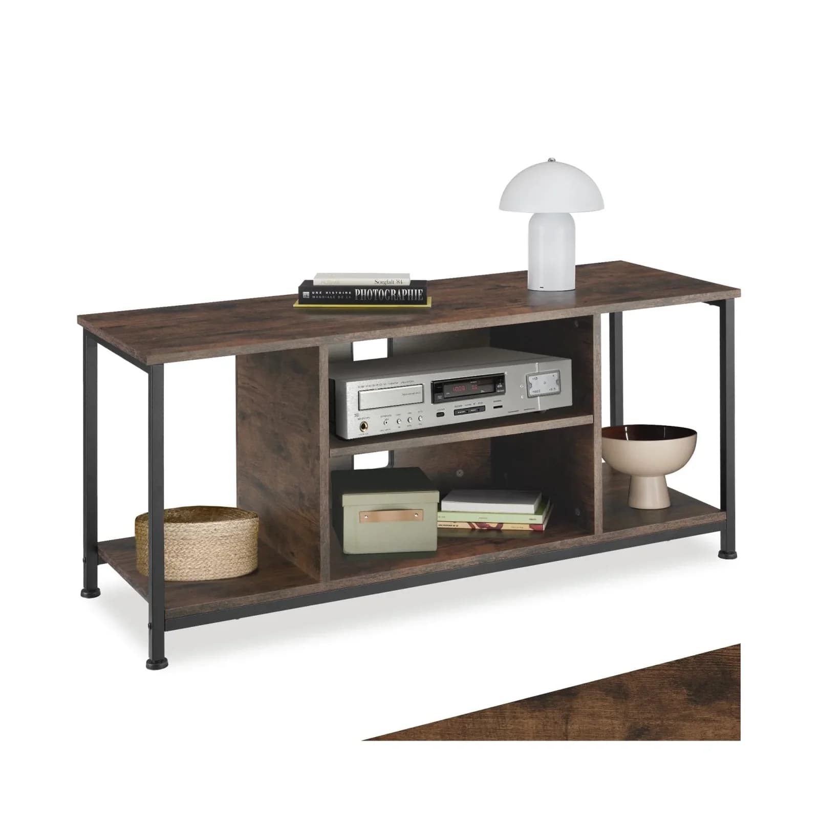 tectake® TV-Regal Industrial Style 4 offene Fächer