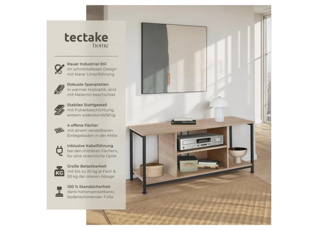 tectake Lowboard TV-Regal Industrial Style - Bild 2