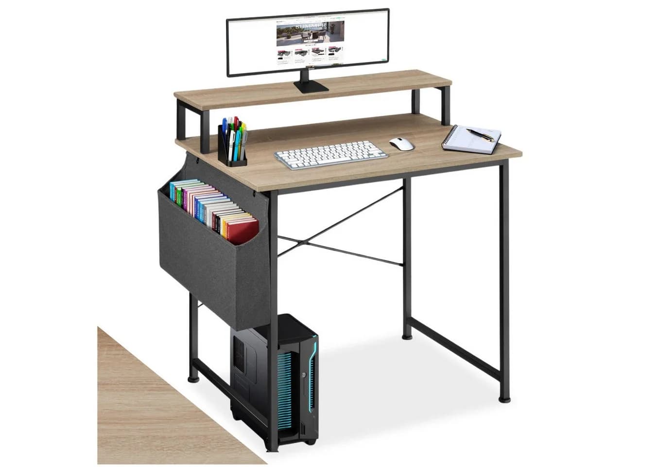 Tectake Schreibtisch Everett 1-St. 1 tlg. Funktionaler Schreibtisch mit praktischer Ablage im Industrie-Look - Bild 3