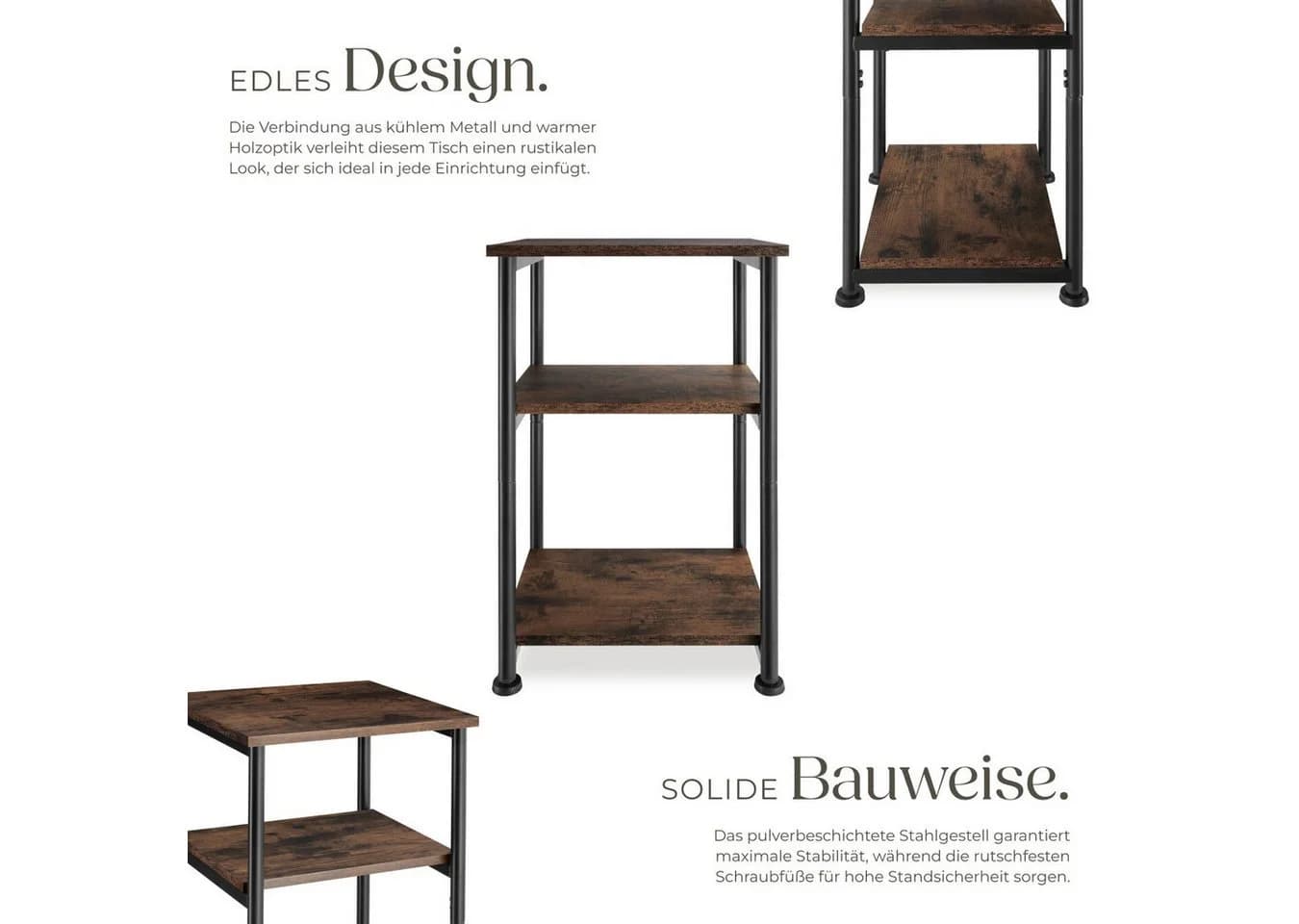 tectake Beistelltisch Memphis Industrial Style mit drei Ablagen - Bild 3