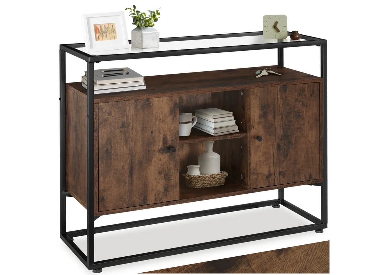 tectake Sideboard Oldham Industrial Style mit Glasplatte - Bild 3