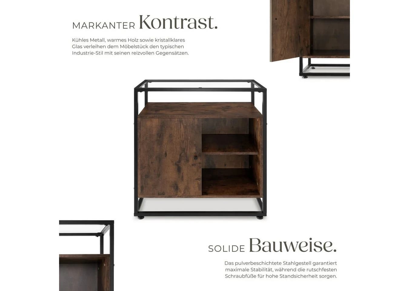 tectake Sideboard Kommode Industrial Style Braun/Schwarz - Bild 4