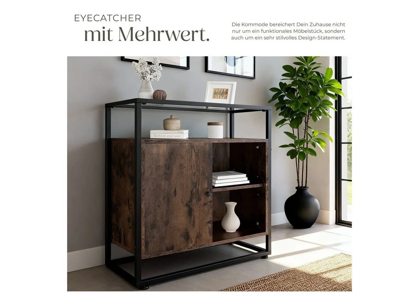 tectake Sideboard Kommode Industrial Style Braun/Schwarz - Bild 5