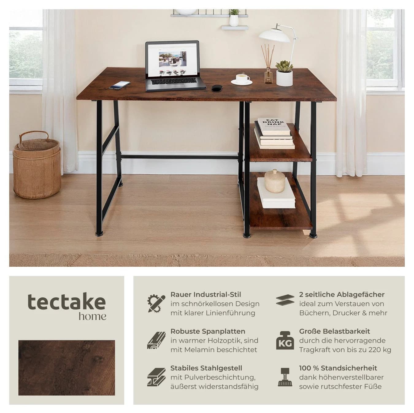 tectake Schreibtisch Paisley Industrial Style Rustikal - Bild 2