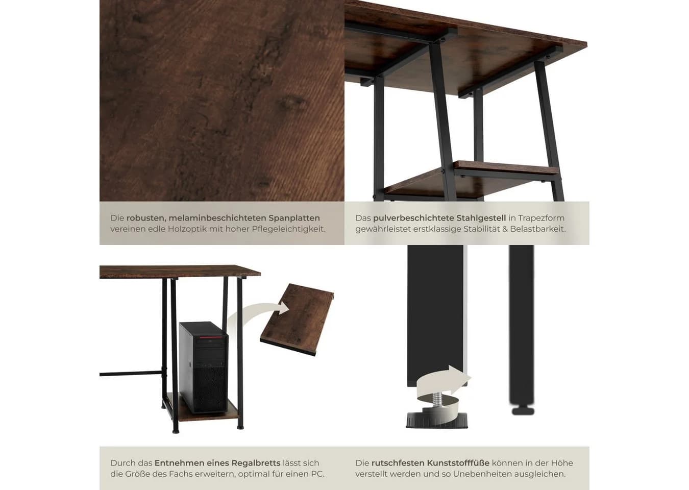 tectake Schreibtisch Paisley Industrial Style Rustikal - Bild 5