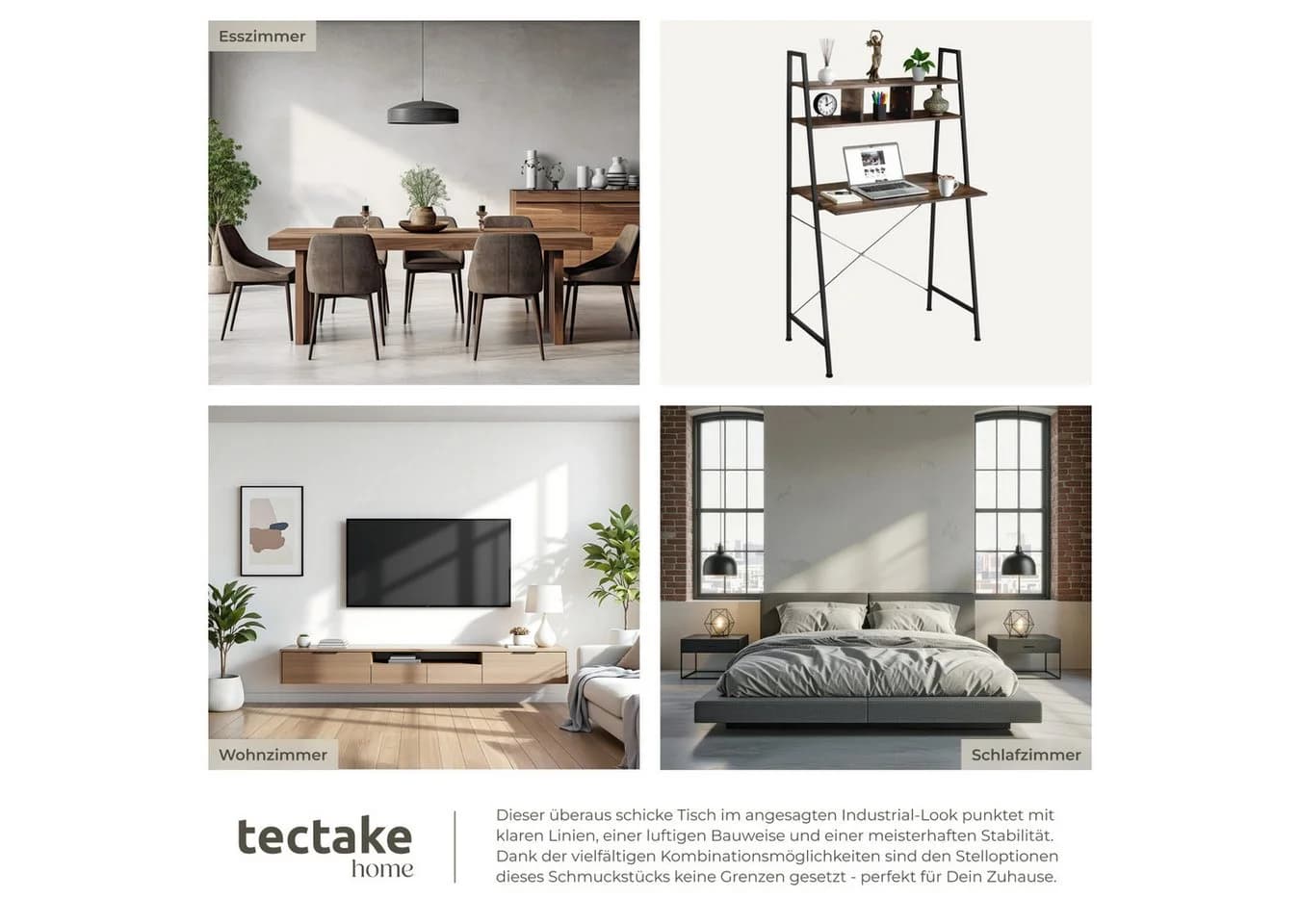 tectake Schreibtisch Exeter Industrial Style Rustikal - Bild 5