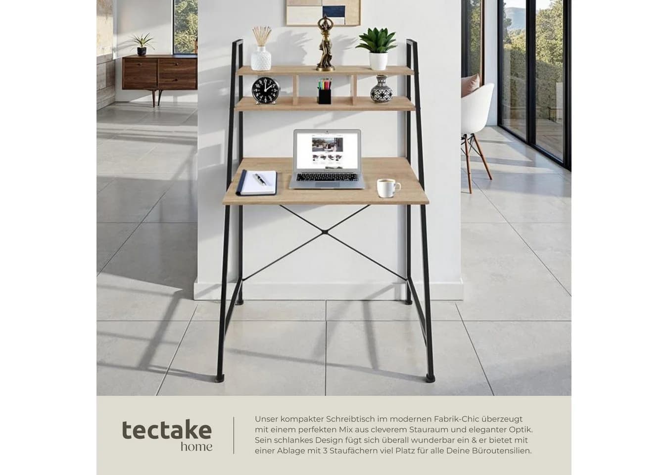 TecTake Schreibtisch Industrial Style Holzmaserung Stahlgestell - Bild 3