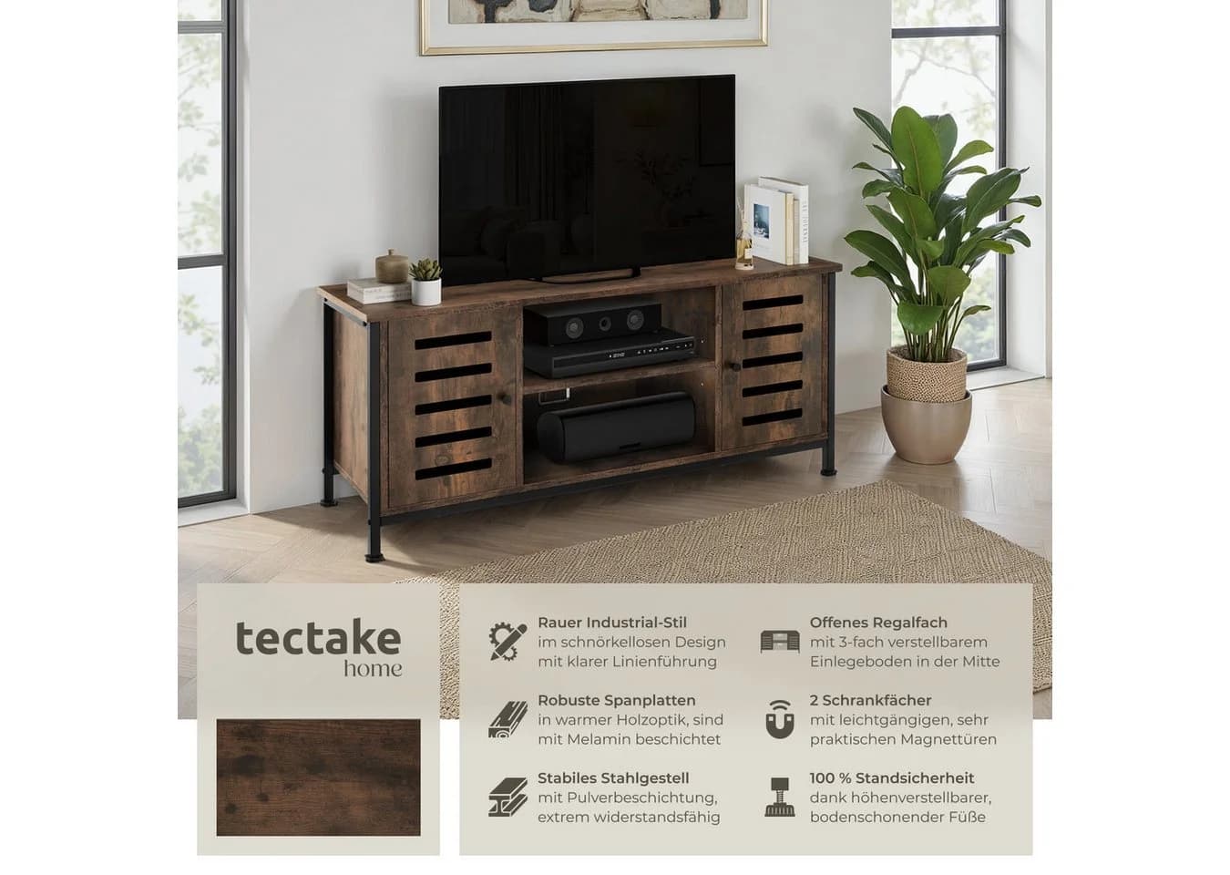 tectake Lowboard TV-Board Industrial Style - Bild 2