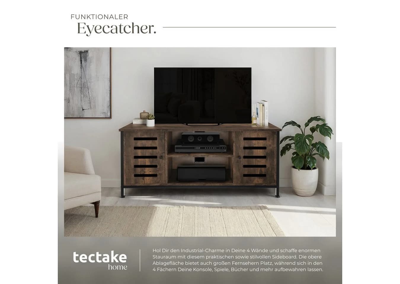 tectake Lowboard TV-Board Industrial Style - Bild 5