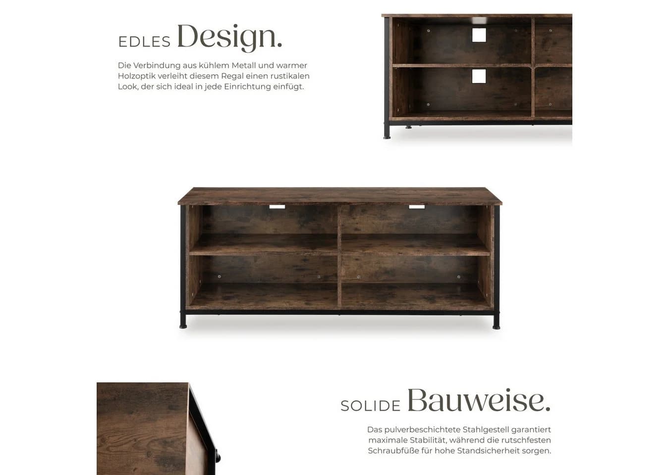 tectake Lowboard Sideboard Industrial Style Braun Stahl - Bild 4