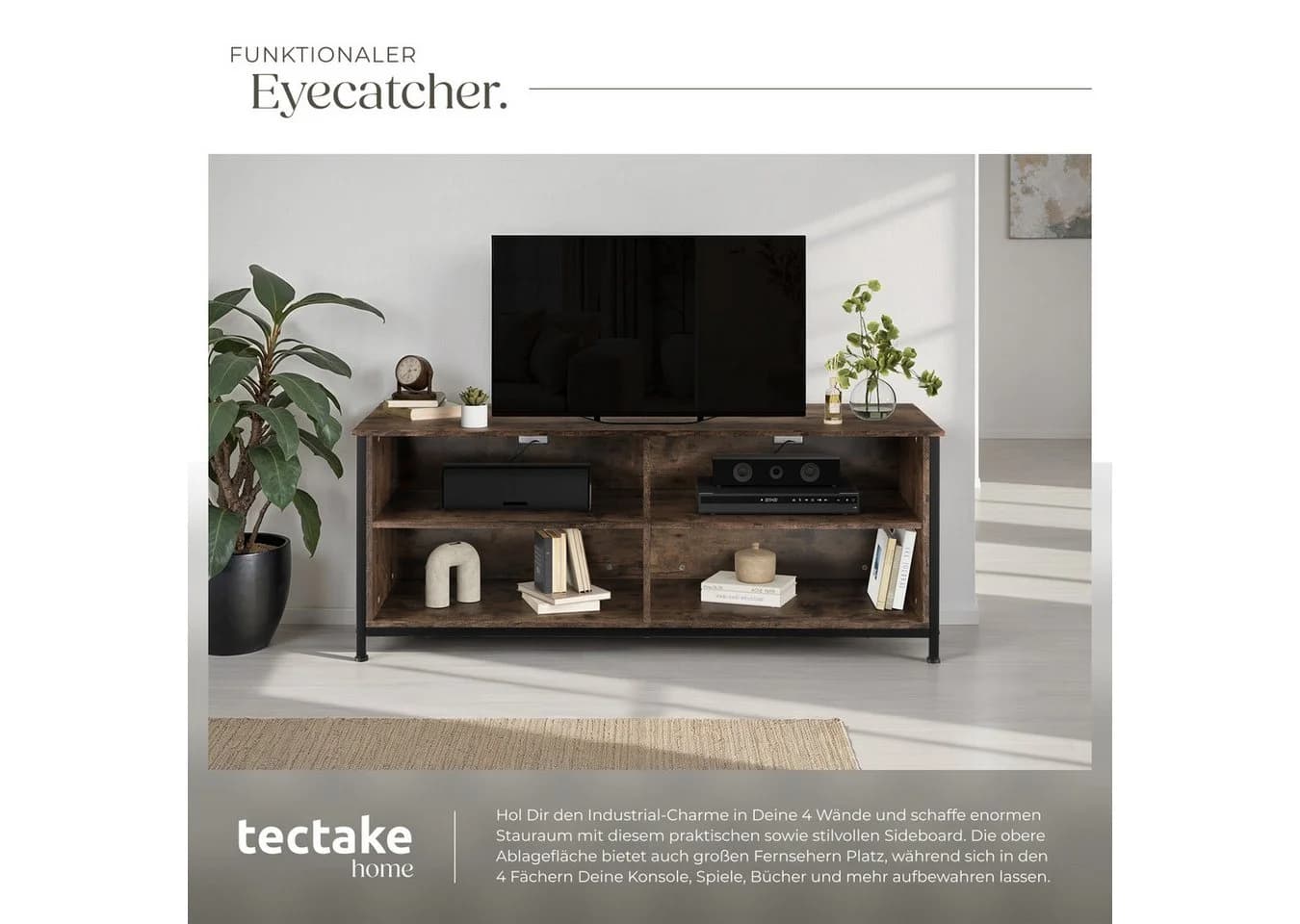 tectake Lowboard Sideboard Industrial Style Braun Stahl - Bild 5