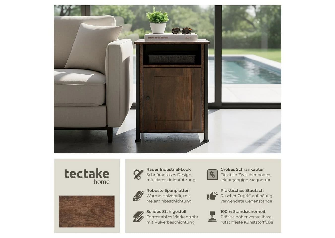 TecTake Nachttisch Industrial Style