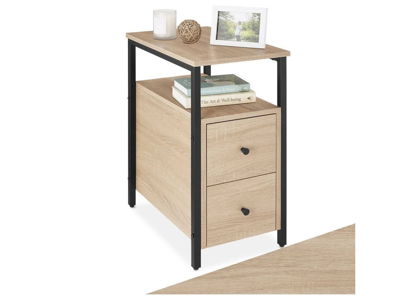 tectake® Nachttisch Industrial Style 2 Ablagen und 2 Schubladen - Bild 3