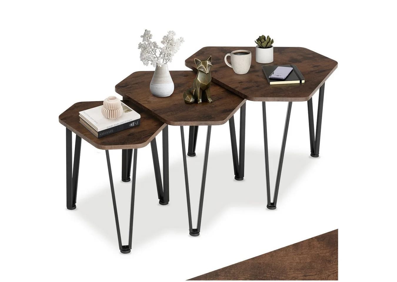 tectake Beistelltisch Torquay Dreiteiliges Set Industrial Style - Bild 2
