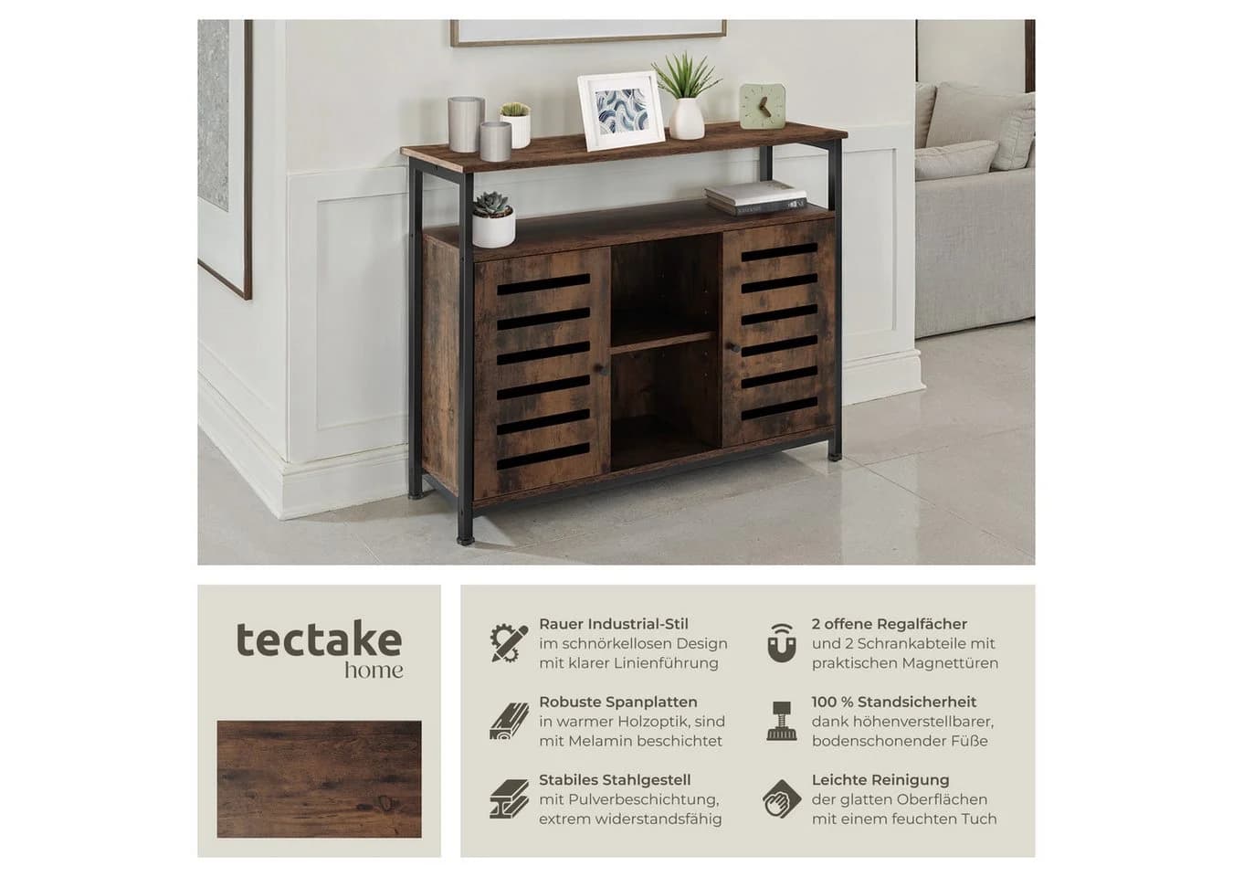 tectake Lowboard Sideboard Industrial Style - Bild 2