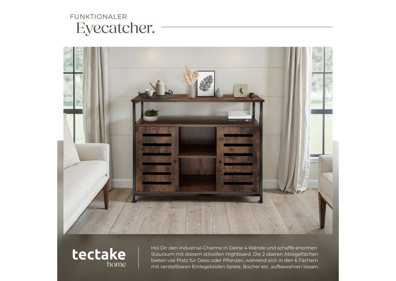 tectake Lowboard Sideboard Industrial Style - Bild 5